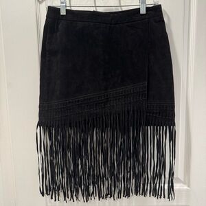 Blank NYC Asymmetrical Leather Fringe Skirt
